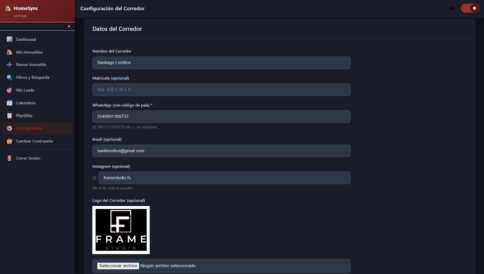 Config datos HomeSync