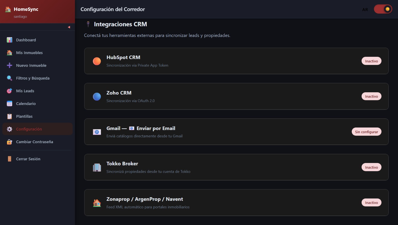 Integraciones CRM HomeSync